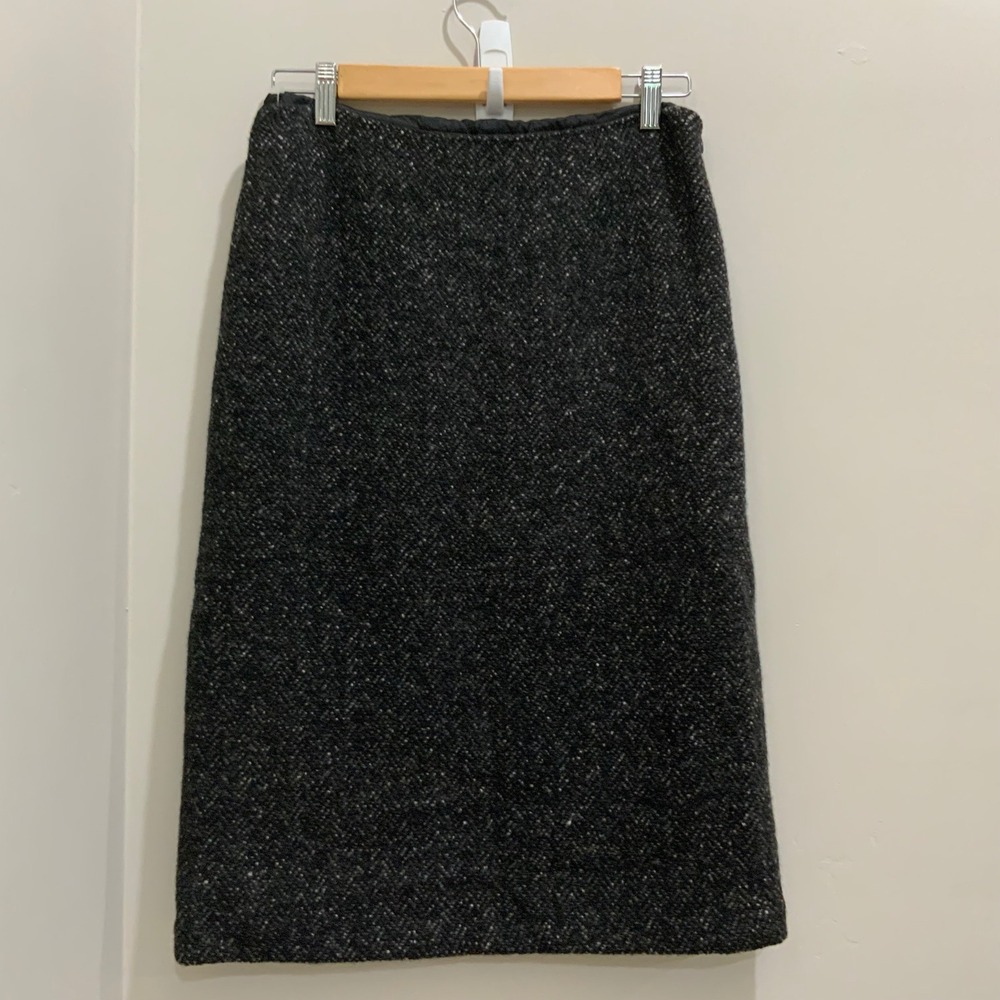 Ralph Lauren Collection Purple Label Wool Cashmere Tweed Skirt Grey Womens 10